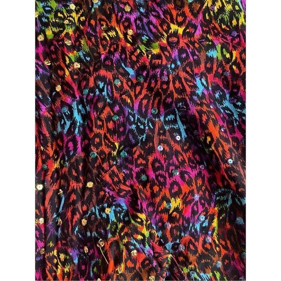 Vintage 80s short circuit Lisa, Frank inspired cheetah print rainbow seq… - Picture 5 of 10